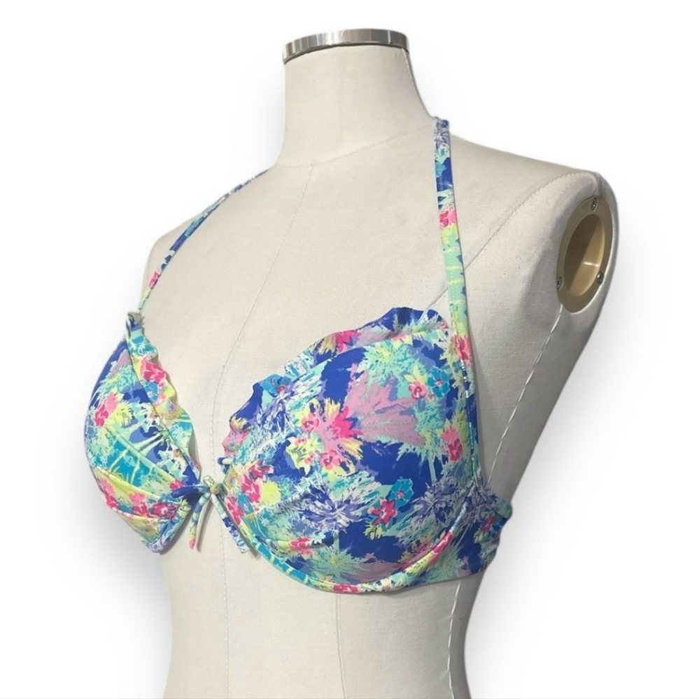 VICTORIA’S SECRET Multi-Color Neon Push-Up Halter Bikini Top 36C